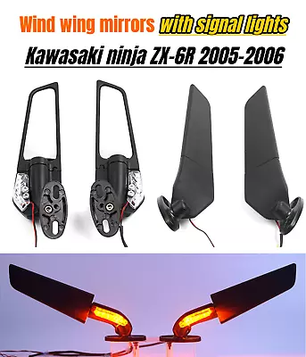 Motorcycle LED Turn Signal Lights Wing Mirrors For Kawasaki 2005 2006 Ninja ZX6R • $45.50