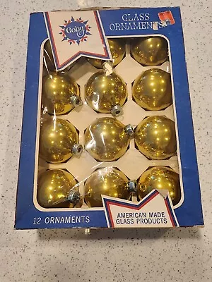 Coby Glass Christmas Ornaments Yellow Gold Set Of 12 Vintage • $14.99