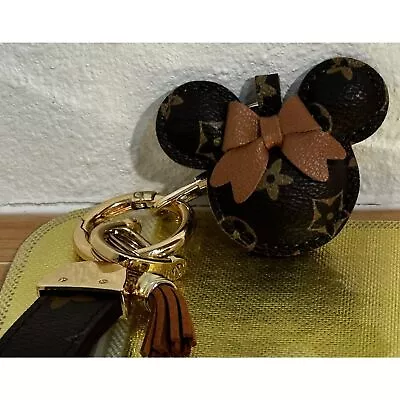 Luxury Purse Design Inspired Mickey Mouse Keychain In Brown Monogram NWOT • $25