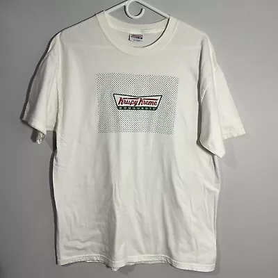Vintage Y2K Krispy Kreme Donuts White Short Sleeve T-Shirt Mens Large L • $35