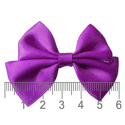 10pcs 6cm Satin Bows Applique DIY Craft Embellishments Wedding Scrapbooking Card • £2.29