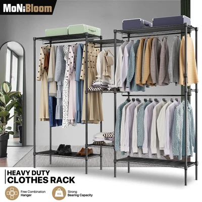 $115.99 • Buy Heavy Duty Adjustable Closet Storage Shelf Metal Garment Rack Clothes Organizer