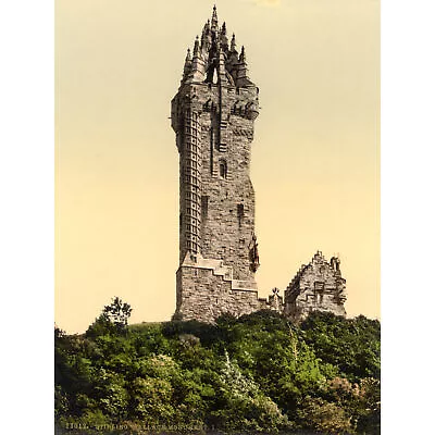 Wallace Monument Stirling Photomechrome Large Wall Art Print 18X24 In • £15.99