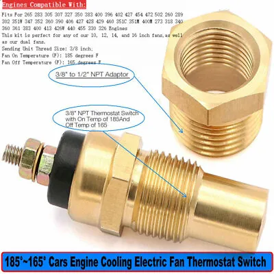 185°~165° Cars Engine Cooling Electric Fan 3/8 NPT Thermostat Temperature Switch • $11.99