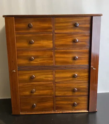 £650 • Buy Antique Mahogany Wellington Collectors Tabletop Cabinet - 12 Drawers