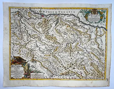 Serbia 1689 Da Vignola - Giacomo De Rossi Unusual Large Antique Map 17th Century • £474.97