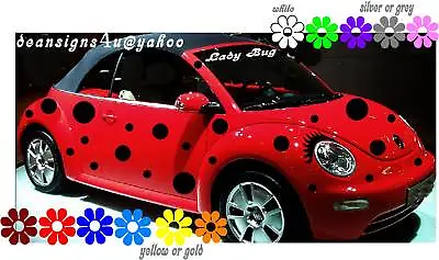 Car SPOTS Black Dot 50 Set Ladybug EYELASH VW Beetle Volkswagen Bug Sticker USA • $62.29