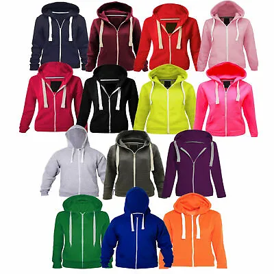 £9.50 • Buy Girls Boys Unisex Plain Zip Up Fleece Hoodie Sweatshirt Top