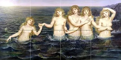 Mermaid Sea Water Girl E. Morgan Tile Mural Bathroom Backsplash Marble Ceramic • $91.30