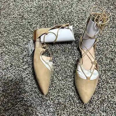 Zara Lace Ankle Strap Pointy Flats  • $35