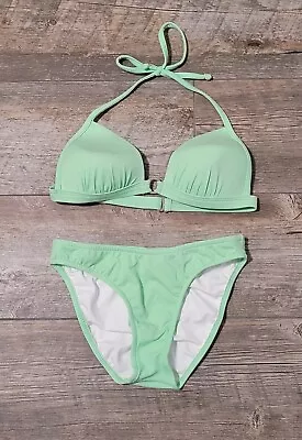 Venus Mint Green Ring Push Up Bikini Top & Hipster Bottoms Bathing Suit Size B/2 • £33.77