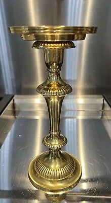 Vintage Mid Century Brass Pillar Candle Holder 9” Tall • $26.99