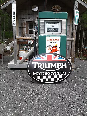 Classic Xtra Large 37 Inch Vintage Style Triumph Motorcycle Sign • $211.44