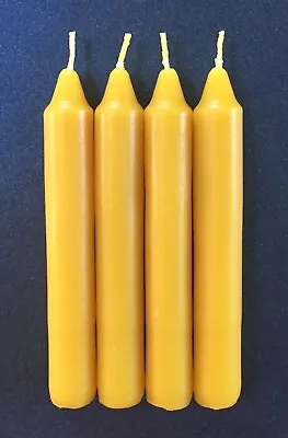 4x Handmade 100% Pure Beeswax Solid Table Taper Dinner Church Candles 12cmx1.5cm • £12.50