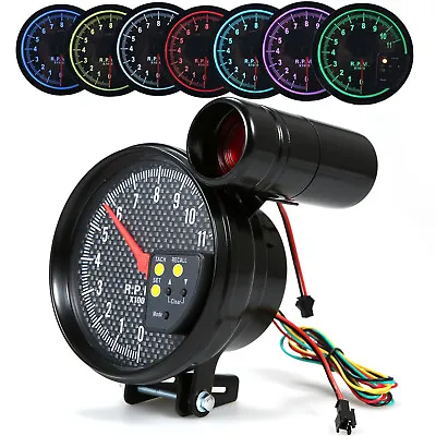 Universal 5inch Carbon Fiber Tachometer 11K RPM Tach Gauge With Shift Light B9O7 • $35.92