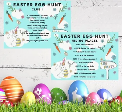 Easter Egg Hunt Indoor Clues Games Bag Basket Ideas Party Trail Set 10 Cards  • £3.29