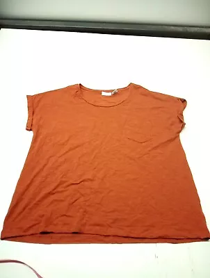 Sigrid Olsen Burnt Orange Basic Pocket Tee T-Shirt - Size XL • $14.69