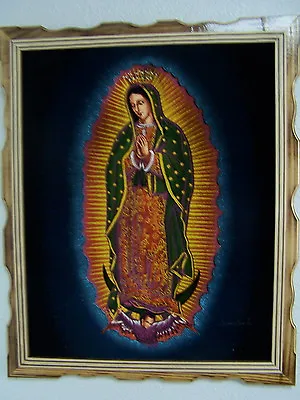 18 X 22  Hand Paintedvelvet Paintingvirgen De Guadalupereligious Paintings • $48