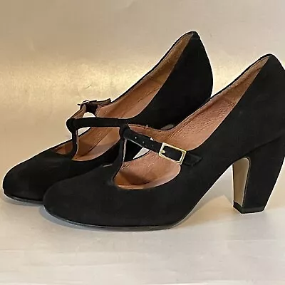 OFFICE Mary Jane Shoes UK Size 4 EU 37 Black Leather Suede T Bar Buckle Office • £29.99