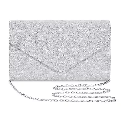 Women Evening Clutch Bag Embroidered Lace Wedding Prom Cocktail Party Handbag • £5.99