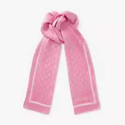 NWT- Jimmy Choo 'Dorris' JC Monogram Silk Stole Scarf Candy Pink - One Size • $188.97