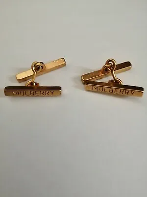 £24 • Buy Mulberry Cufflinks- Bar Shaped, Branded, Gold Colour.  Suitable For Men/Women