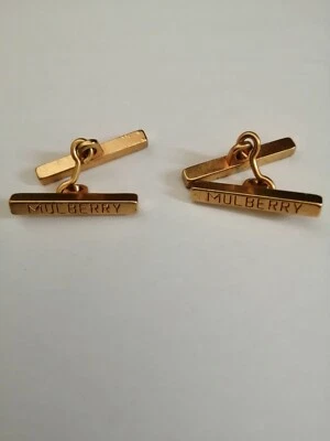 £24 • Buy Mulberry Cufflinks- Bar Shaped, Branded, Gold Colour.  Suitable For Men/Women