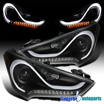Fits 2012-2017 Hyundai Veloster Projector Headlights Sequential LED Signal Black • $370.48