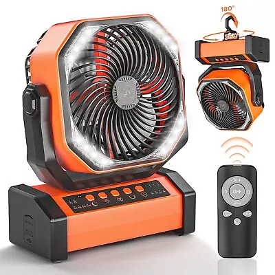 20000mAh Camping Fan W/ LED Lantern Rechargeable Auto-Oscillating Power Bank • $97.99