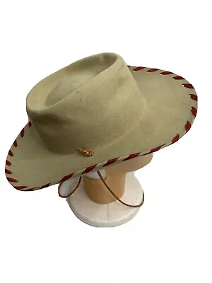 Elrancho Grande Vintage Children’s Felt Cowboy Hat  1940 / 1950 Tan Red Lacing M • $55