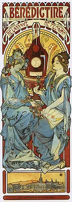 Mucha Saint Benedictine Drink Ladies Advertising Vintage Poster Repro FREE SHIP • $22.15