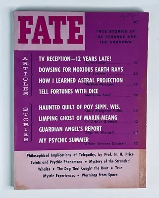 VTG Fate Magazine April 1964 Vol 17 No. 4 Tell Fortunes With Dice No Label • $25.17