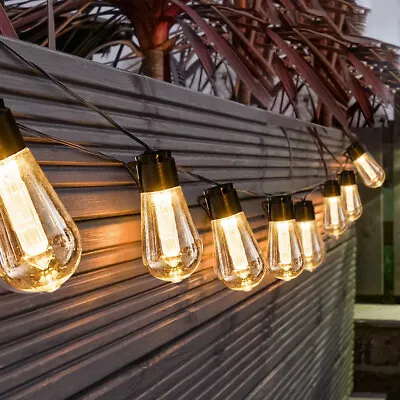 £11.59 • Buy Solar Powered Retro Bulb String Lights For Garden Outdoor Fairy Summer Lamps