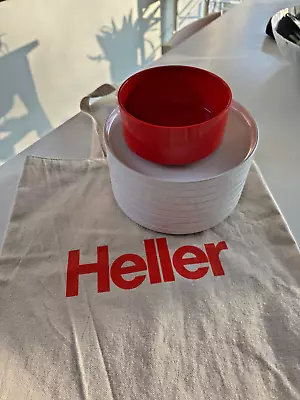 Massimo Vignelli HELLER Salad Stackable Plates (8) White & (1) Red Bowl & Tote • $33.50
