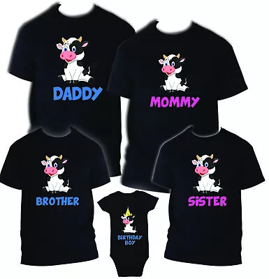 Cow Birthday T Shirt Family Matching Celebration Reunion Party Tee Mom Kid Farm • £11.34