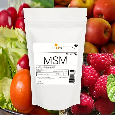 Nutrics® 100% Pure Organic Sulfur MSM Methylsulfonylmethane 75g Powder • £6.99