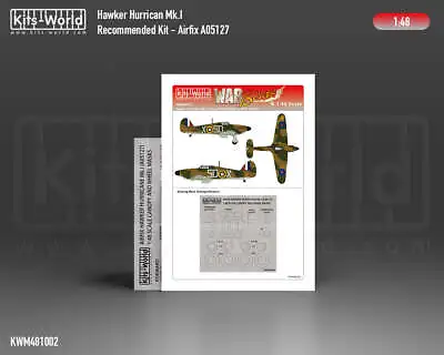 Kits-World M481002 1:48 Hawker Hurricane Mk.I Canopy & Wheels Paint Mask (Outsid • £5.40
