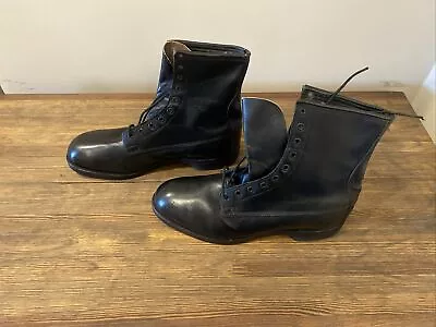 Vtg 1977 Addison Shoe Company Black Leather Steel Toe Combat Boots. 10.5R. • $50