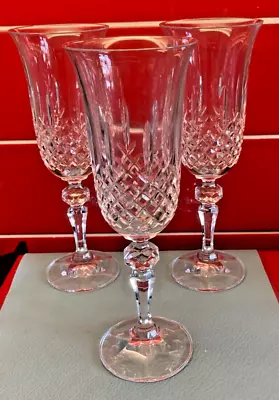 Set Of 3 X 20cm Heavy Lead Crystal Wine Glasses - Excellent  Condition Not Boxed • £16