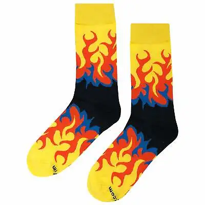 NWT Hot Flame Dress Socks Novelty Men 8-12 Multicolor Crazy Fun Sockfly • $8.99