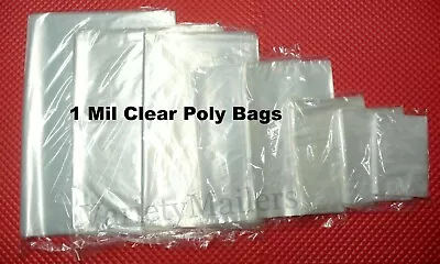 100 Small To Large Clear 1 Mil Poly Merchandise Bags 17 Sizes To Choose From • $9.50