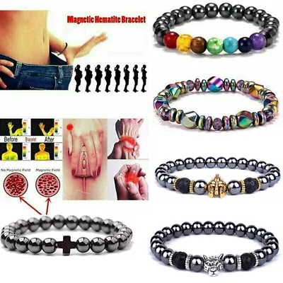 Magnetic Healing Hematite Stone Bracelet Hematite Weight Loss Pain Relief Women • $6.99