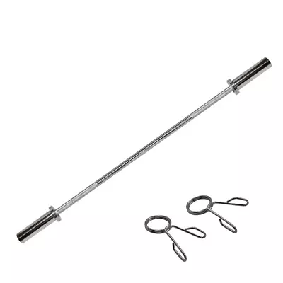 Olympic 120cm Straight Bar - 48inch Chrome Barbell Weight - 2 Free Collars • $79.95