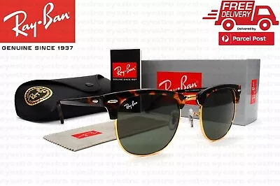 Ray-Ban Clubmaster Sunglasses RB3016 W0366 51mm Tortoise Frame Green G-15 Lens • $134.99