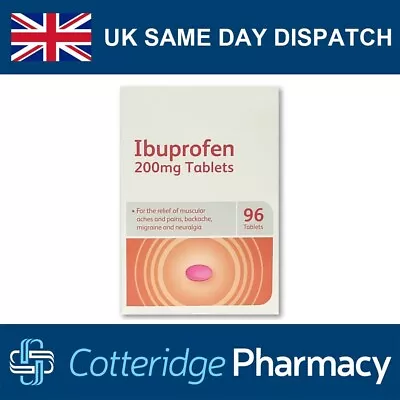 Ibuprofen 200mg Tablets 96 Pack Back Migraine Headache Aches Pain Relief • £4.98