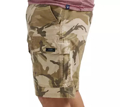 Wrangler Mens Relaxed Fit Cargo Shorts W/ Stretch Beige Khaki Camo CHOOSE SIZES • $24.99