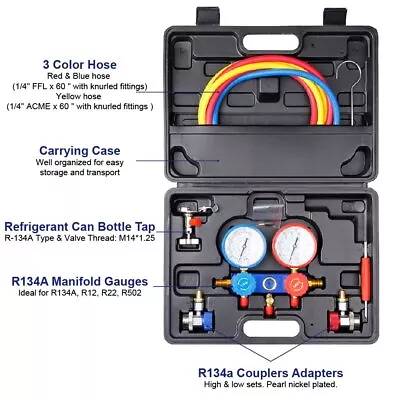 Air Conditioner Refrigeration Kit HVA/C Manifold Gauge R22 R134a R410a R404 Kits • $76