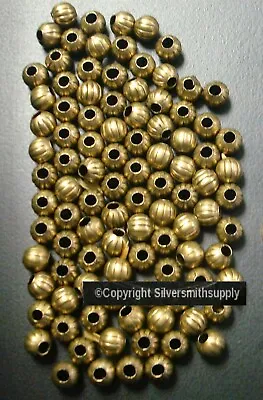 100 Spacer Beads 6mm FLUTED Round Bronze Pl Lrg Hole Melon Spacer Beads FPB014B • $3.50