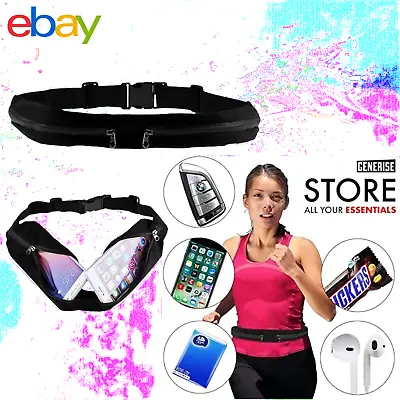 Zipped Running Sports Belt Jogging Phone Keys Mobile Money Bum Bag Waist Travel • £3.55