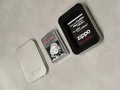 Marilyn Monroe Zippo Lighter Silver Tone Tin Case Rare Retired 2004 USA *READ • $95.99